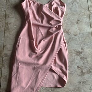Windsor Pink Asymmetrical Ruched Cocktail Dress